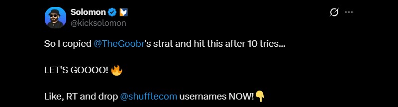 Twitter Solomon Shuffle Solana Sweep